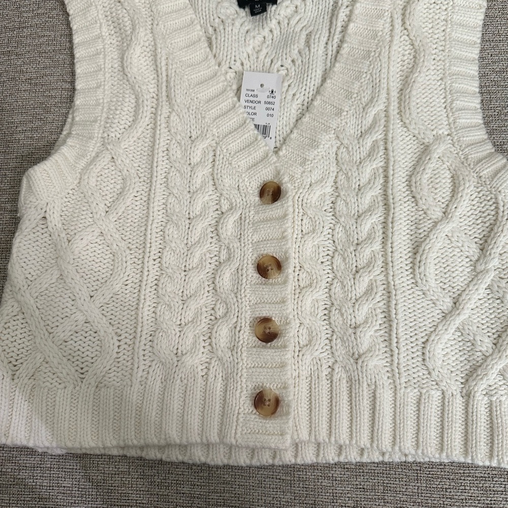 PacSun Cream V-Neck Cable Knit Sweater